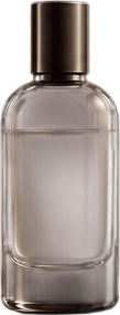 A rounded cologne flacon, lightly filled