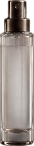 A slim cylindrical body mist bottle in smoked glass
